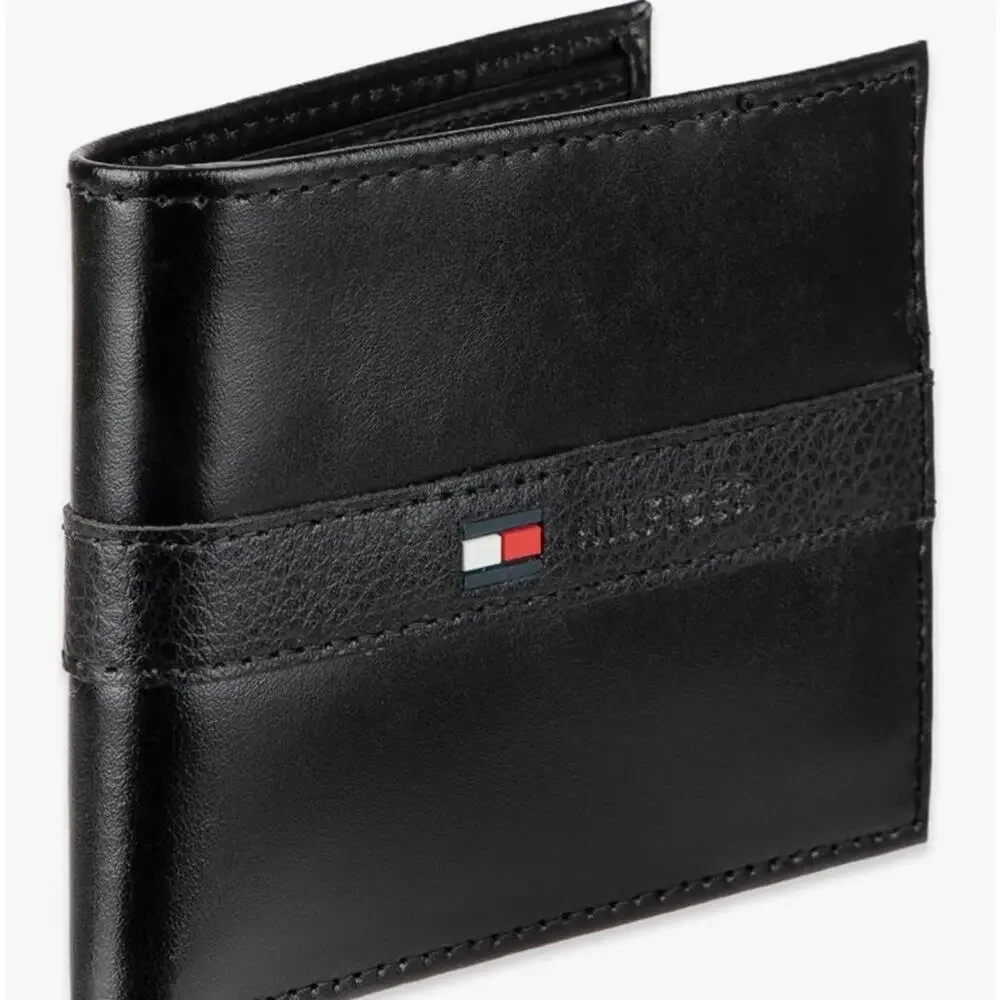 Tommy Hilfiger Men's Leather Orson RFID Bifold Wallet Removable Passcase NEW